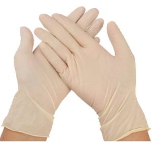 man wears powder free latex examination gloves supplied from Everprogroup Pte Ltd